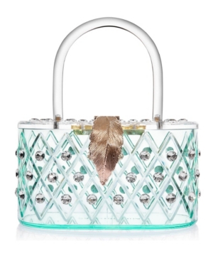 Milanblocks 1950 Retro Style "spearmint Ice" Crystal Lucite Box Clutch Bag In Spear Mint