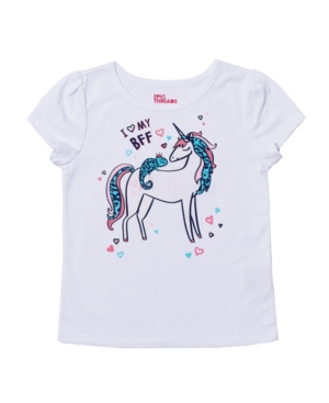 Little Girls Short Sleeve Uv Color Change Graphic Tee