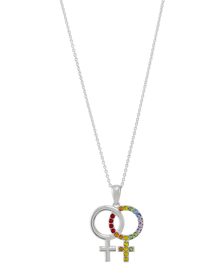 Macy's - Rainbow Crystal Girlfriends Pendant Necklace in Sterling Silver, 16" + 2" extender