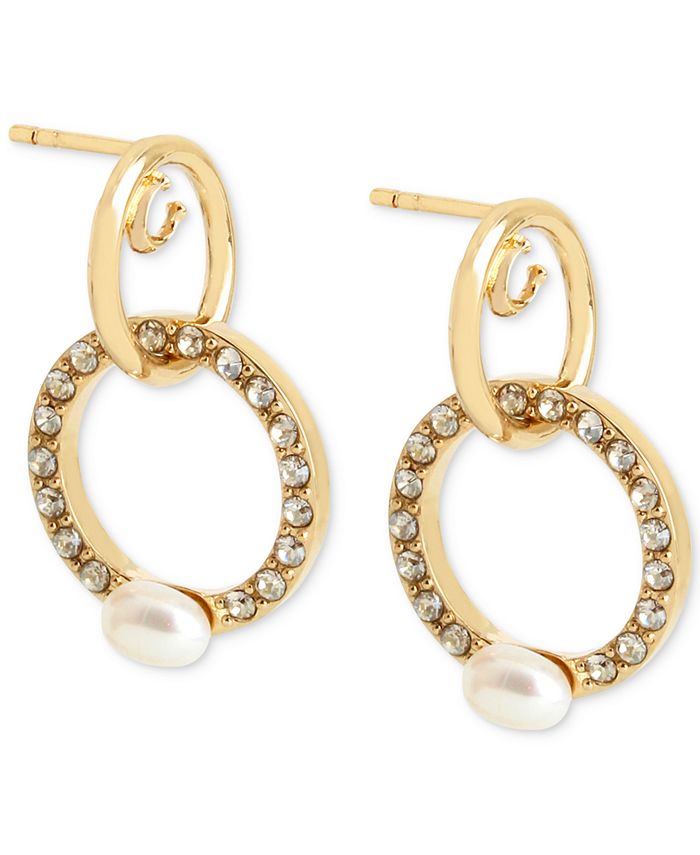 COACH Freshwater Pearl Interlocking Earrings - Macy's