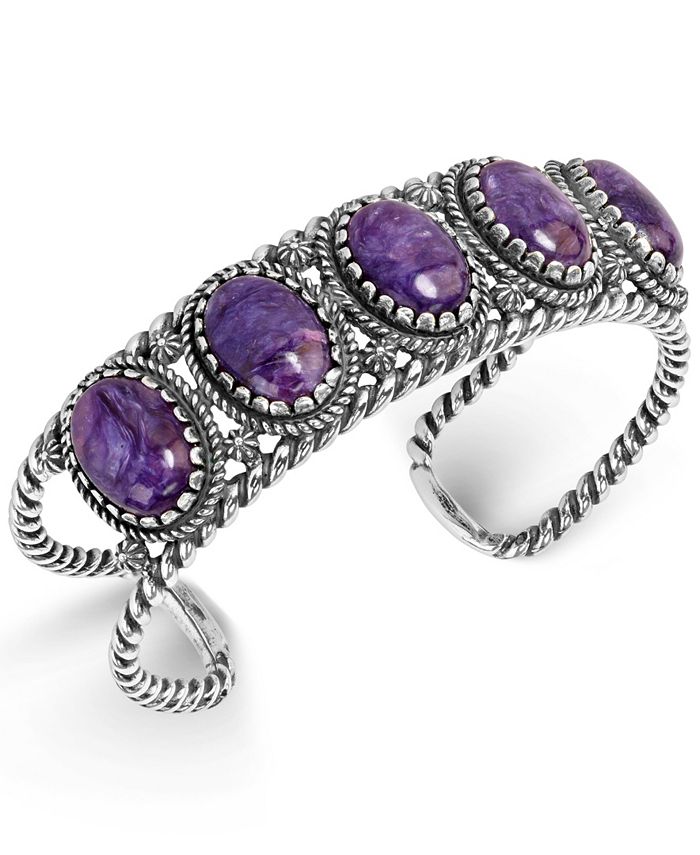 American West Purple Charoite Rope Cuff Bracelet in Sterling Silver ...