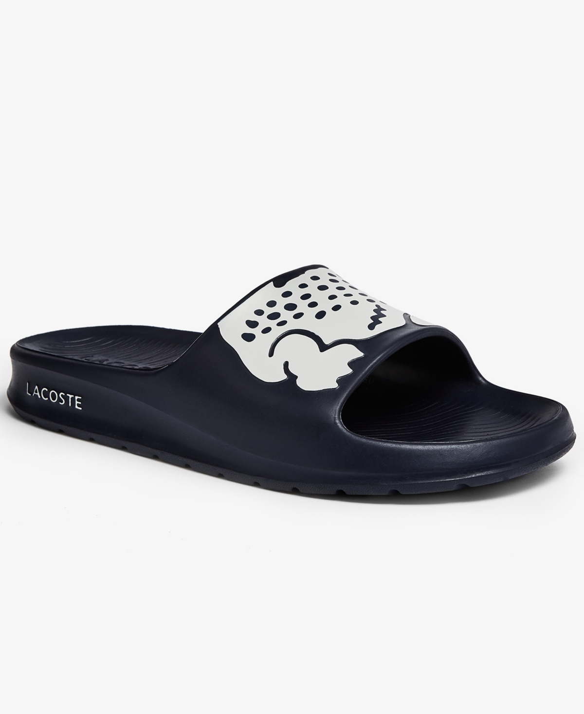 Shop Lacoste Men's Croco 2.0 Slide Sandals In Navy,white