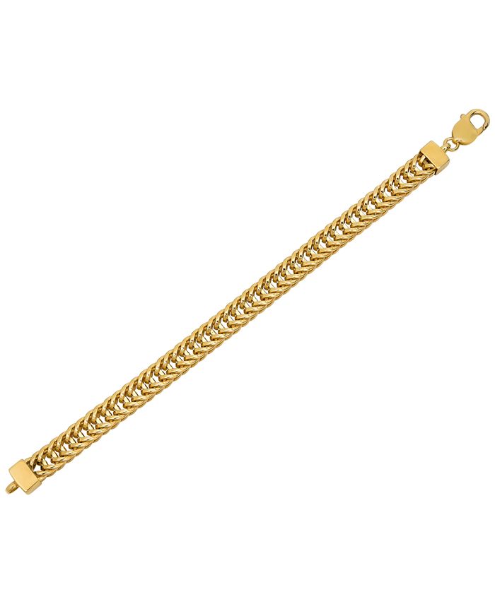 Macy's - Men's Franco Link Chain Bracelet in 14k Gold-Plated Sterling Silver