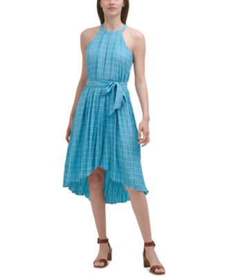 Calvin Klein - Plaid Gauze Halter Dress