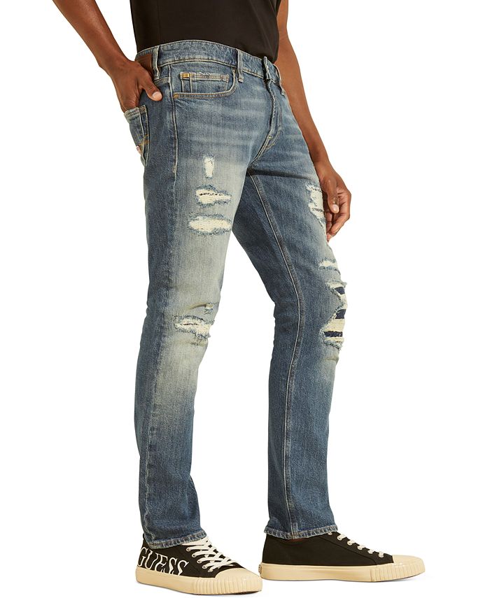 GUESS Men's Skinny-Fit Eco Destroyed Jeans - Macy's