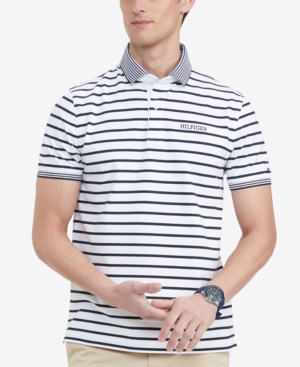 Tommy Hilfiger Men's Custom-Fit Th Luxe Crestwood Striped Polo