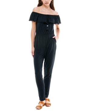 Planet Gold Juniors' Off-The-Shoulder Jumpsuit