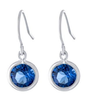 Giani Bernini Fine Crystal 6mm Bezel Drop Earrings In Sterling Silver In Blue