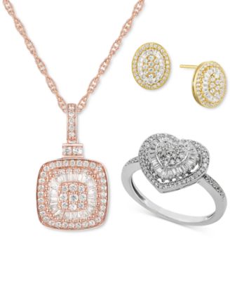 Shop Macy's Diamond Baguette Starburst Collection In 14k White Yellow Or Rose Gold.