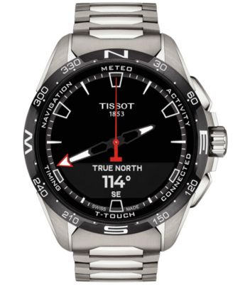 Men's Swiss T-Touch Connect Solar Titanium Bracelet Smart Watch 48mm