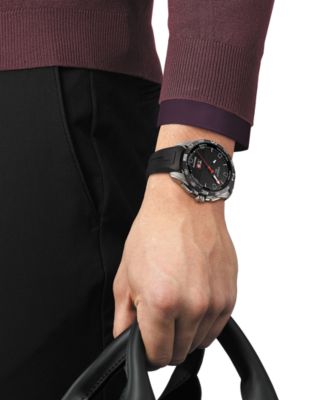 Men's Swiss T-Touch Connect Solar Black Rubber Strap Smart Watch 48mm