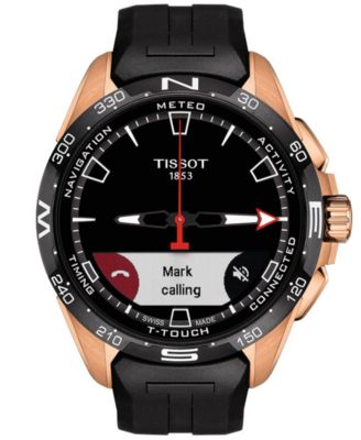 Men's Swiss T-Touch Connect Solar Black Rubber Strap Smart Watch 48mm