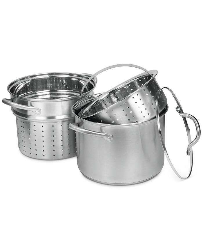 AVACRAFT 18/10 Stainless Steel, 4 Piece Pasta Pot with Strainer Insert,  Stock Pot with Steamer Basket and Pasta Pot Insert, Pasta Cooker Set with