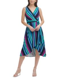 Striped Faux-Wrap Dress