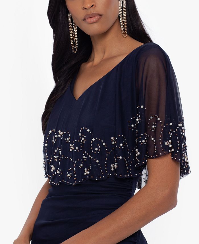 Betsy & Adam Embellished Beaded-Overlay Gown - Macy's