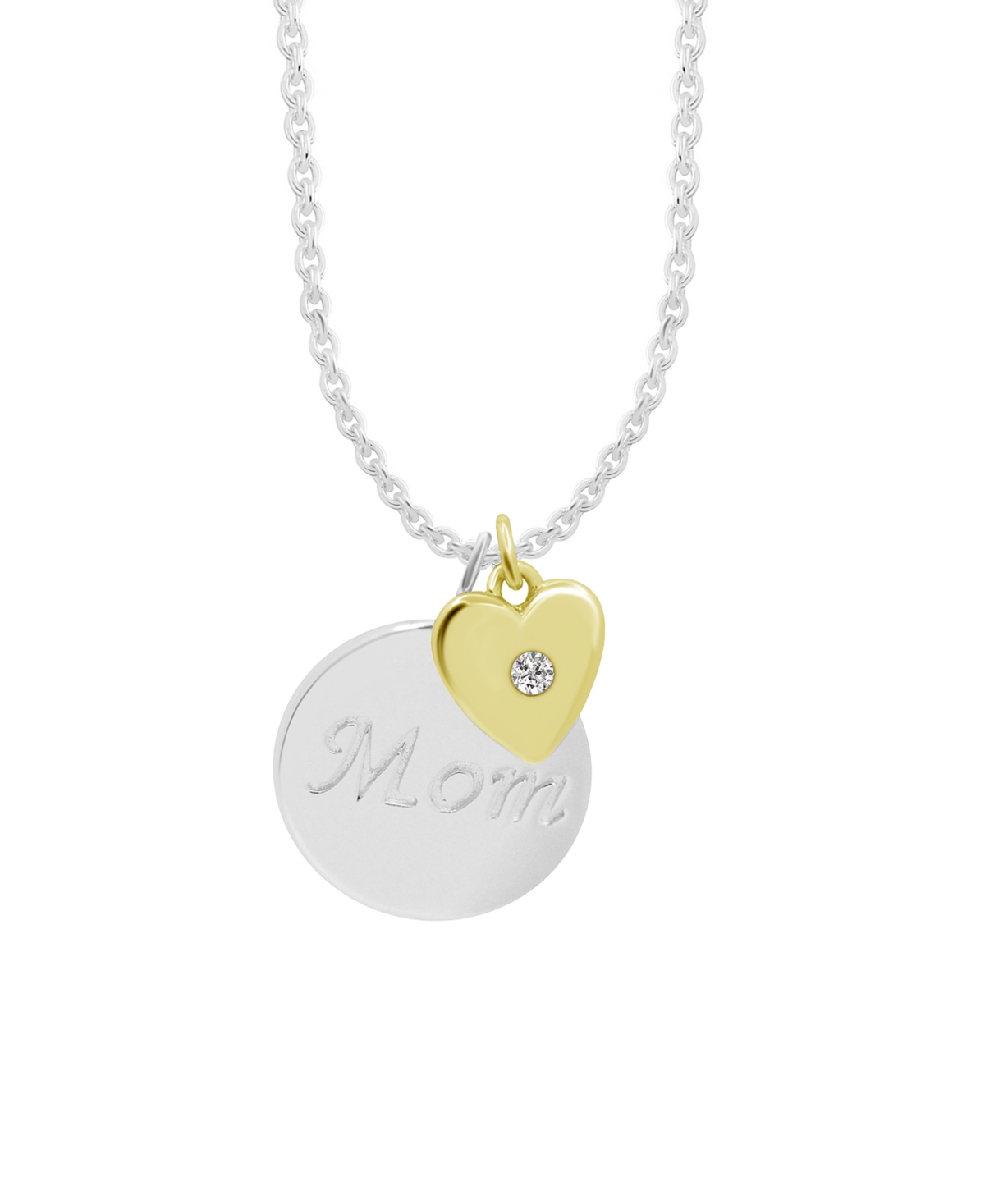 Silver Plated Two-Tone Layered Mom Necklace in Gift Card Box - Two Tone