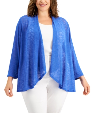 Kasper Plus Size Open-Front Cardigan