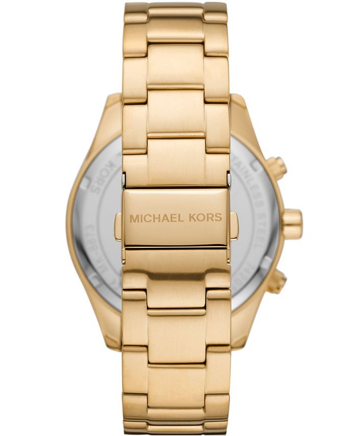 Michael Kors Men's Layton Gold-Tone Stainless Steel Bracelet Watch 45mm ...