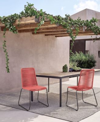 Shasta Outdoor Metal and Rope Stackable Dining Chair, Set of 2