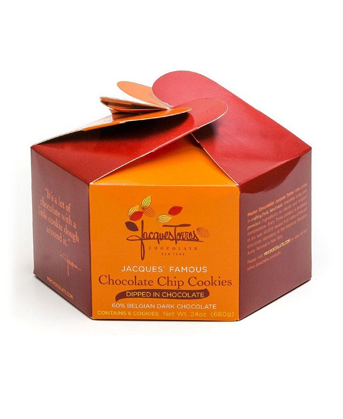 Jacques Torres Pack of 6 Chocolate Chip Cookies Dipped in Chocolate, 24