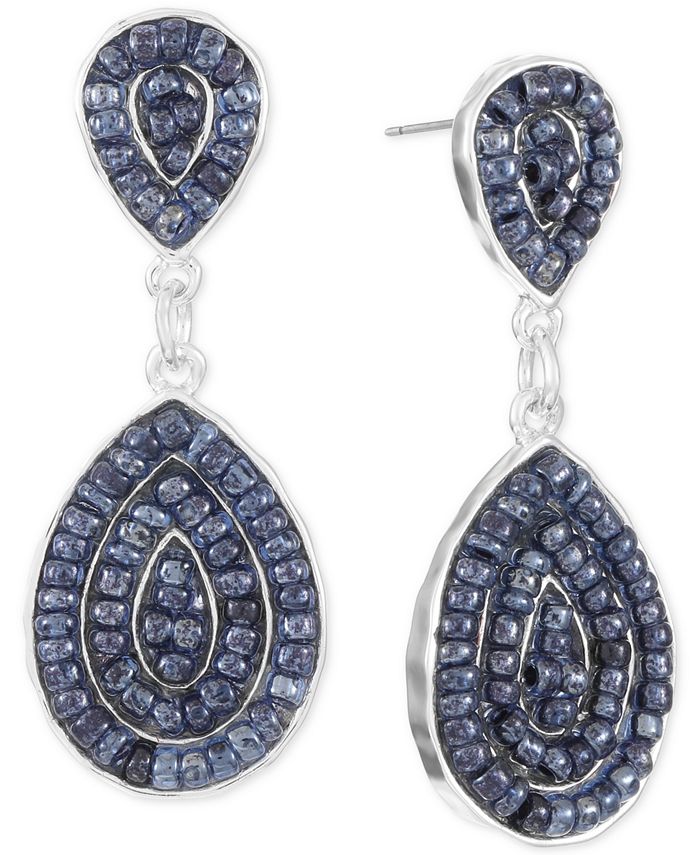 Style & Co SilverTone Blue Bead Drop Earrings, Created for Macy's Macy's