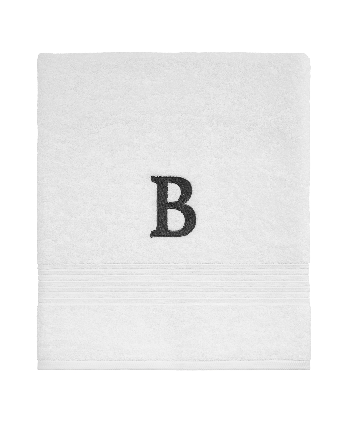 Shop Avanti Block Monogram Initial Cotton Bath Towel, 27" X 50" In White L