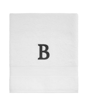 Shop Avanti Block Monogram Initial Cotton Bath Towel, 27" X 50" In White R