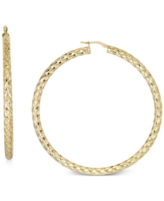 Textured Large Hoop Earrings in 14k Gold-Plated Sterling Silver - Macy's