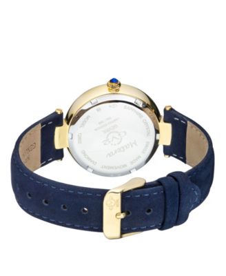Women's Matera Swiss Quartz Blue Italian Suede Strap Watch 35mm