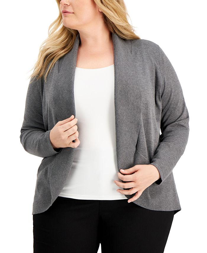 Karen Scott Plus Size Shawl-Collar Curved-Hem Cardigan, Created for Macy's  & Reviews - Sweaters - Plus Sizes - Macy's