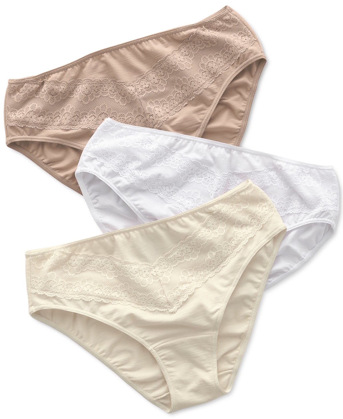 3 Brief Panties With Lace - Assorted
