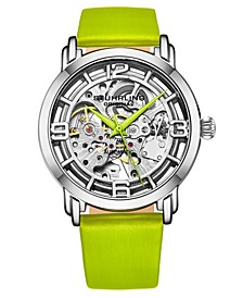 Women's Automatic Green Genuine Leather Strap Watch 40mm