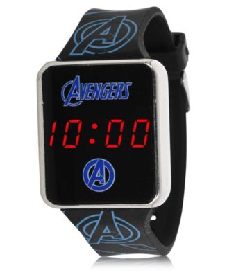 Accutime Avengers Kid s Touch Screen Black Silicone Strap LED