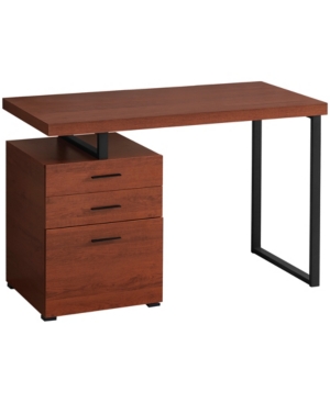 Monarch Specialties Desk With 3 Storage Drawers And Floating Desktop In Cherry
