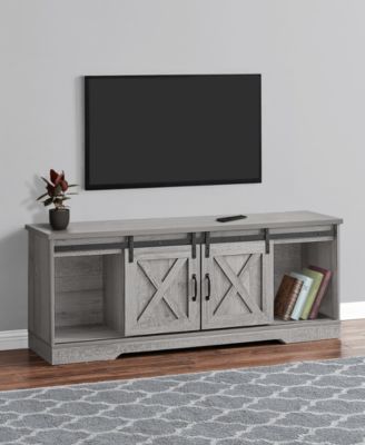 Monarch Specialties TV Stand with 2 Barn-Style Sliding Doors