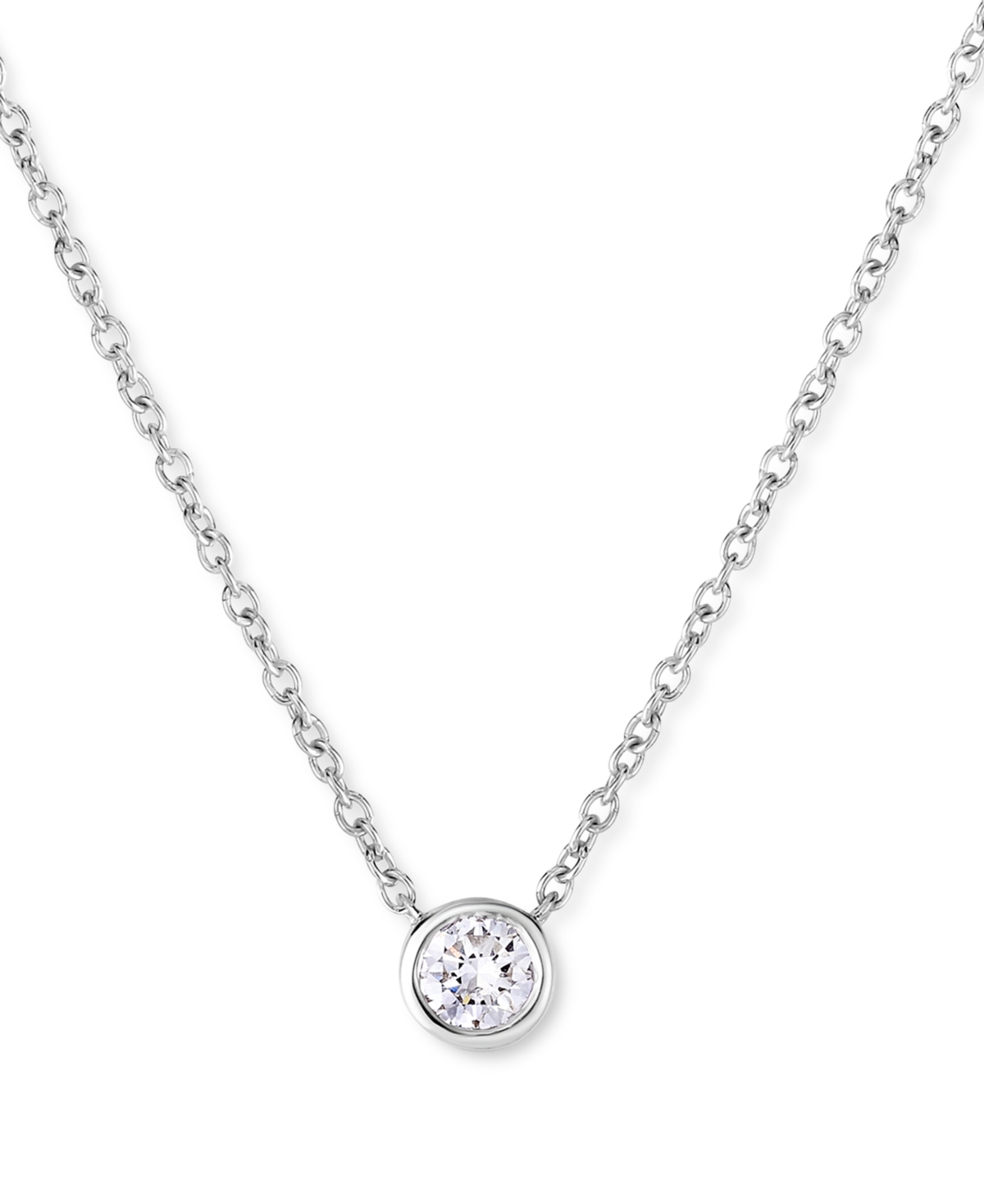 FOREVER GROWN DIAMONDS LAB-CREATED DIAMOND BEZEL SOLITAIRE PENDANT NECKLACE (1/5 CT. T.W.) IN STERLING SILVER, 18" + 2" EXT