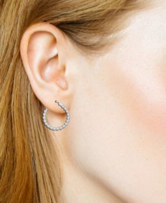 And Now This 2-Pc. Set Polished Small Hoop & Beaded Hoop Earrings in Gold-Plate or Silver Plate