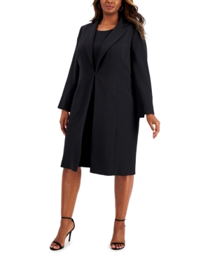 Le Suit Plus Size Topper-Jacket Crepe Dress Suit