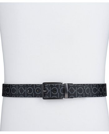Calvin Klein Men's Reversible Textured CK Monogram Logo Belt