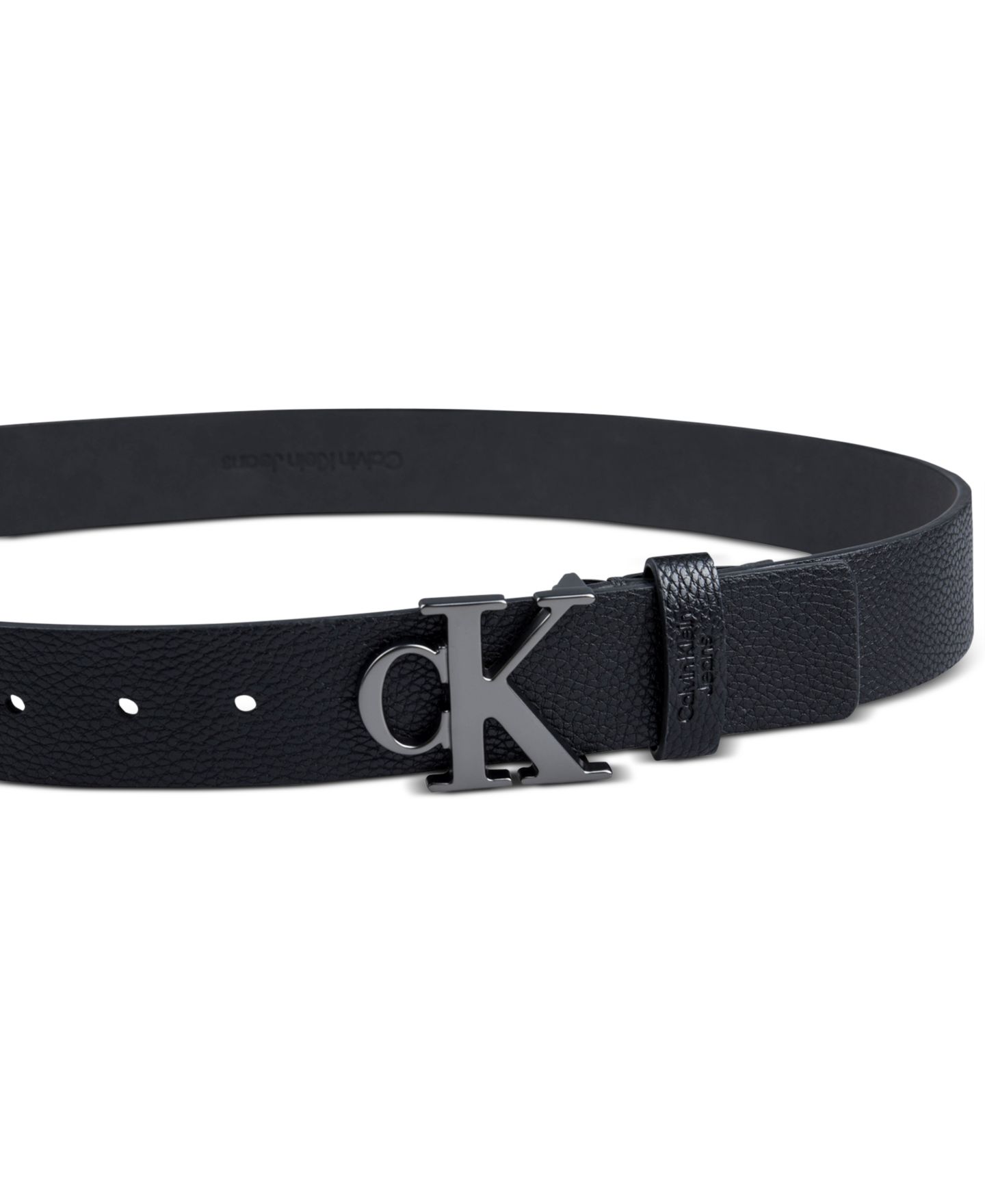 Мужской ремень Calvin Klein Logo Plaque Buckle Fashion Jean Belt, цвет: Чёрный — фото 3