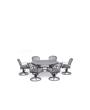 Furniture Vintage Ii Outdoor 7-pc. Dining Set (61" Round Table & 6 Swivel Chairs) With Outdura Cushions, Creat In Remy Graphite