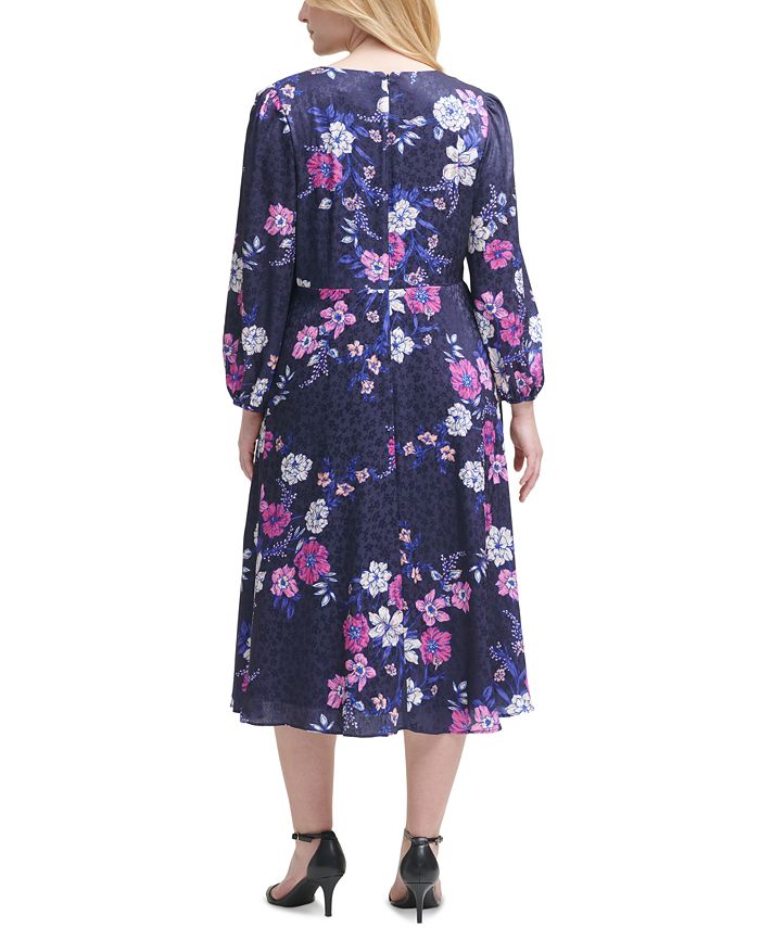Jessica Howard Plus Size Printed Embossed Dress - Macy's
