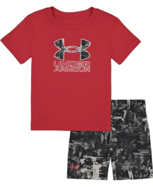 Little Boys Splash Logo Short Sleeve Tee and Shorts Set