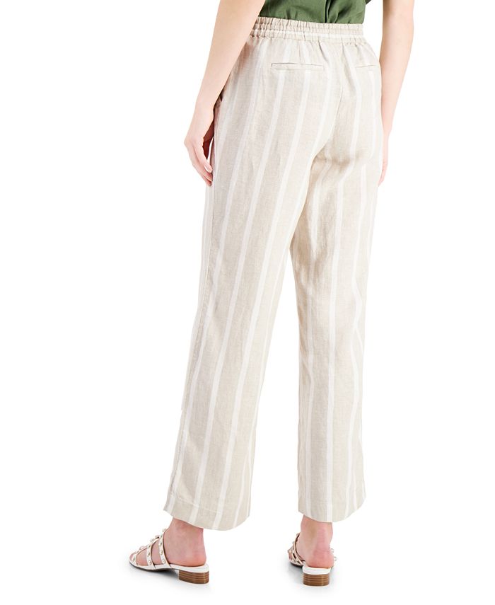 Charter Club Linen Striped StraightLeg Pants, Created for Macy's