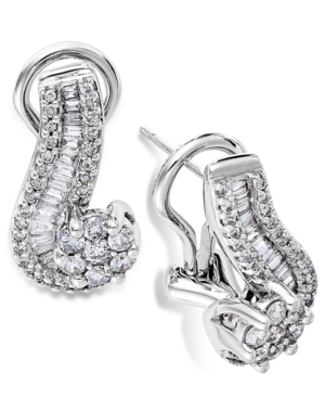image of 14k White Gold Earrings, Diamond (1 ct. t.w.) Cluster Swirl Earrings