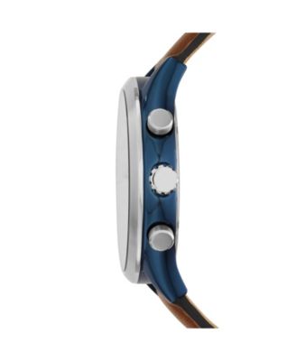Men's Fenmore Multifunction Blue Leather Watch 44mm
