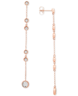 Macy's Diamond Bezel Linear Drop Earrings (1/8 Ct. T.w.) In 10k Rose Gold