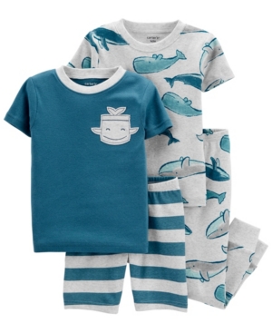 Baby Boys Whale Snug Fit Pajama 4 Piece Set