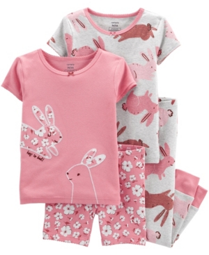 Baby Girls Bunny Snug Fit Pajama 4 Piece Set