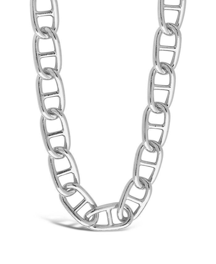 Sterling Forever Women's Interlocking Anchor Chain Silver Plated Choker ...